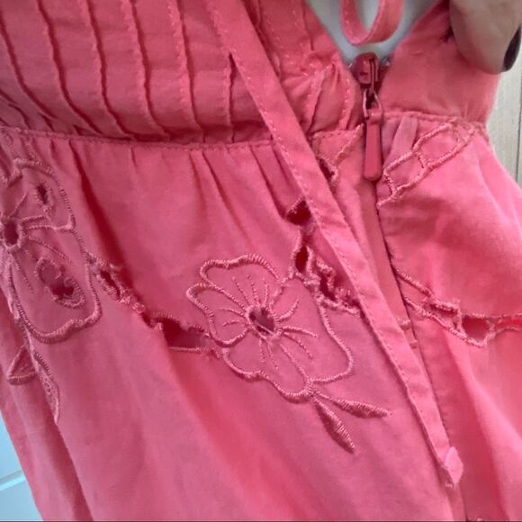 Ben Sherman eyelet coral mini dress size xs - Picture 3 of 13